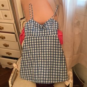Forever 21 Blue Gingham Sweetheart Dress-SM